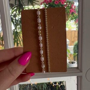 Handmade 14k Gold Filled Beads with Pearls Bracelet Set - Women’s Jewelry